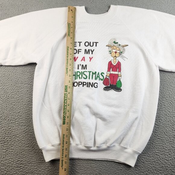 VTG 90's Funny Christmas Cat Sweatshirt Extra Large Crewneck Sweater Grannycore - Picture 6 of 11